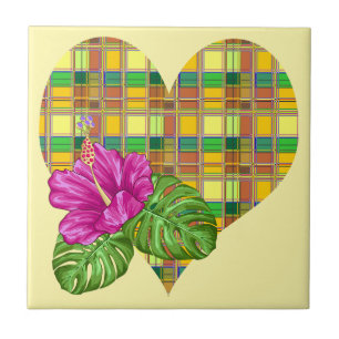 Caribbean Colorful Fabric Madras Tartan Ceramic Tile