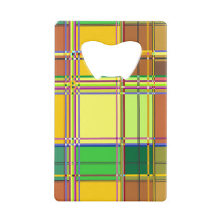 Caribbean Colorful Fabric Madras Tartan Credit Card Bottle Opener