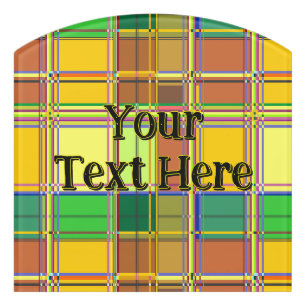 Caribbean Colorful Fabric Madras Tartan Door Sign