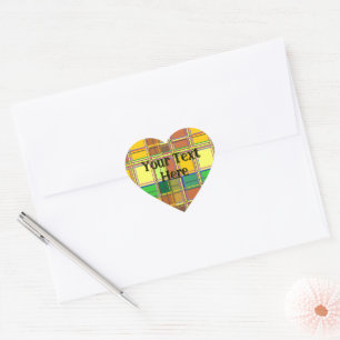 Caribbean Colorful Fabric Madras Tartan Heart Sticker