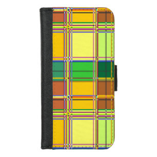 Caribbean Colorful Fabric Madras Tartan iPhone 8/7 Wallet Case