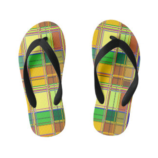 Caribbean Colorful Fabric Madras Tartan Kid's Flip Flops