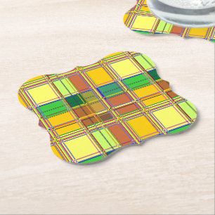 Caribbean Colorful Fabric Madras Tartan Paper Coaster