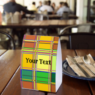 Caribbean Colorful Fabric Madras Tartan Paper Table Tent