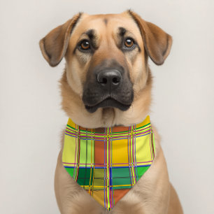 Caribbean Colorful Fabric Madras Tartan Pet Bandana Collar