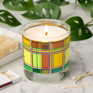 Caribbean Colorful Fabric Madras Tartan Scented Candle