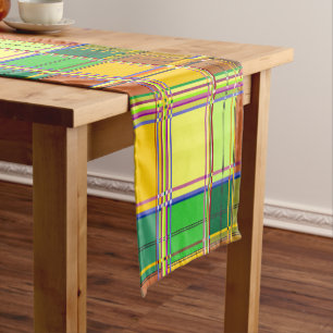 Caribbean Colorful Fabric Madras Tartan Short Table Runner