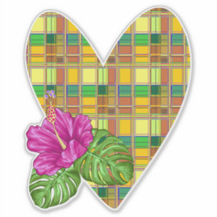 Caribbean Colorful Fabric Madras Tartan Sticker