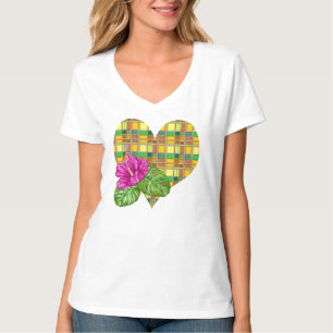 Caribbean Colorful Fabric Madras Tartan T-Shirt
