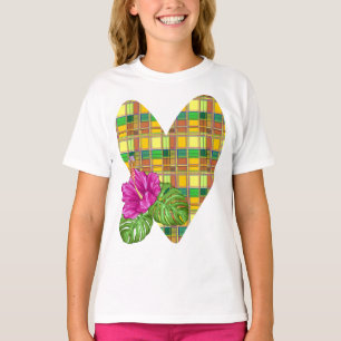 Caribbean Colorful Fabric Madras Tartan T-Shirt