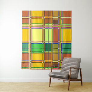 Caribbean Colorful Fabric Madras Tartan Tapestry