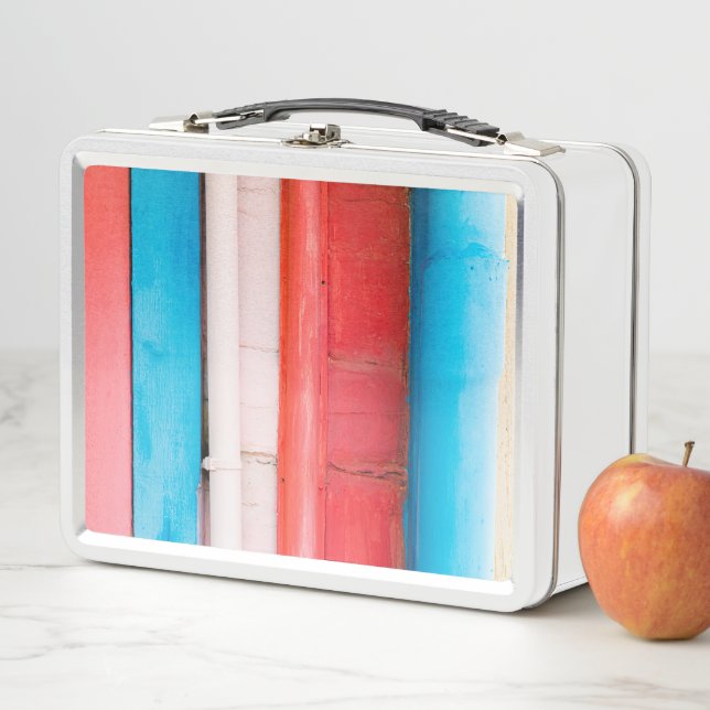 Caribbean colors - abstract metal lunch box (In Situ)