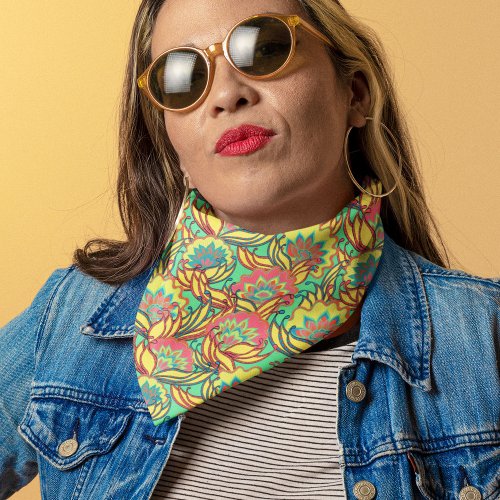 Caribbean Colors Boho Floral Pattern Bandana