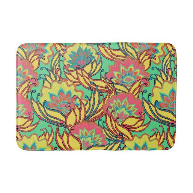 Caribbean Colors Boho Pattern Bath Mat (Front)
