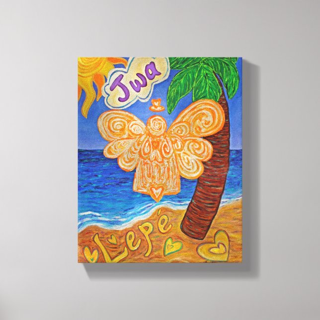 Caribbean Creole Angel Art Wrapped Canvas Painting Print (Front)