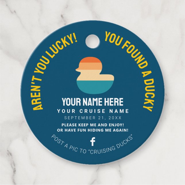 Caribbean Cruise Duck Favor Tags (Front)