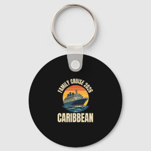 Caribbean Cruise Family Vacation Trip 2026 Retro G Keychain