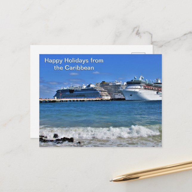 Caribbean Cruise Holiday Greeting Postcard (Front/Back In Situ)