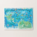 Caribbean Cruise Travel Poster Map Antilles West Jigsaw Puzzle<br><div class="desc">Caribbean Cruise Travel Poster Map Antilles West</div>