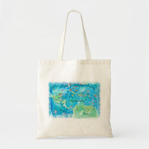 Caribbean Cruise Travel Poster Map Antilles West Tote Bag