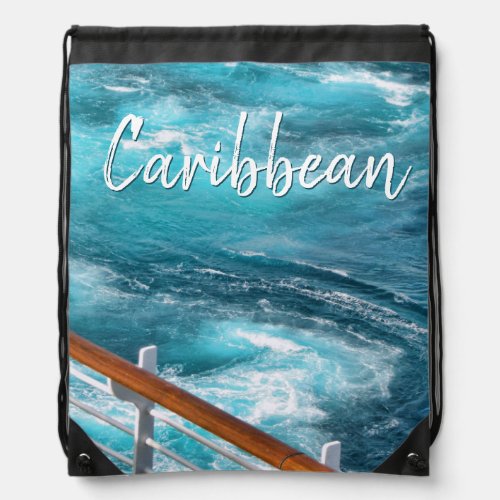 Caribbean Cruise Turquoise Wake Travel Photography Drawstring Bag