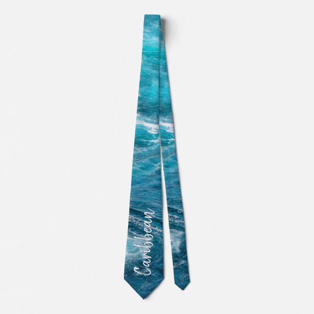 Caribbean Cruise Turquoise Wake Travel Photography Neck Tie (Front)
