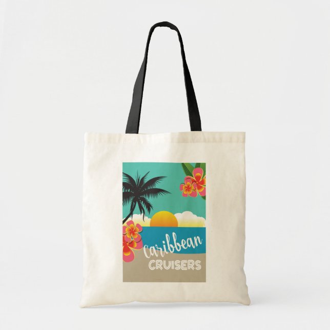 Caribbean cruiser colorful sunset on beach tote bag (Front)