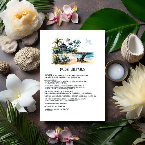 Caribbean Destination Wedding Guest Details Enclosure Card