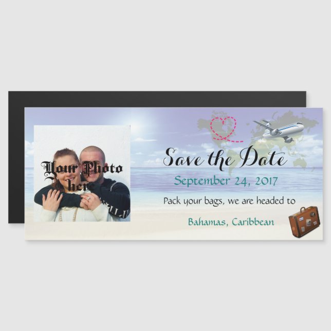Caribbean Destination Wedding Save the Date Magnet (Front/Back)