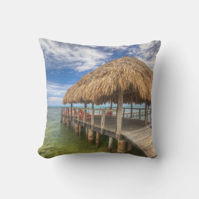 Caribbean Dock Throw Pillow (Front)