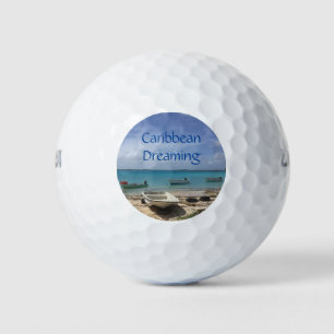 Caribbean Dreaming Bonaire Fishing Boats Ocean Golf Balls