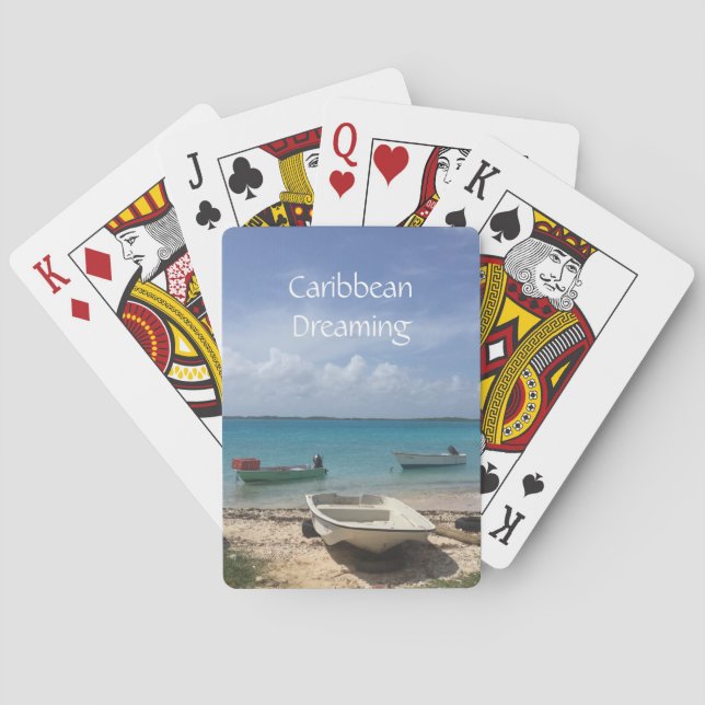 Caribbean Dreaming Bonaire Fishing Boats Ocean  Poker Cards (Back)