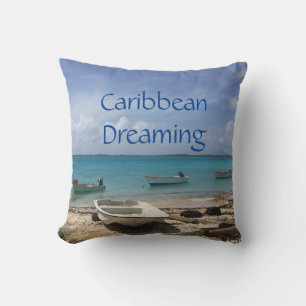 Caribbean Dreaming Bonaire Fishing Boats Ocean Throw Pillow