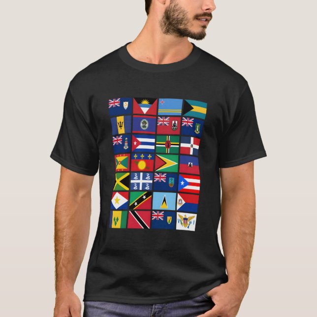 Caribbean Flags Unity Pride Geography T-Shirt (Front)