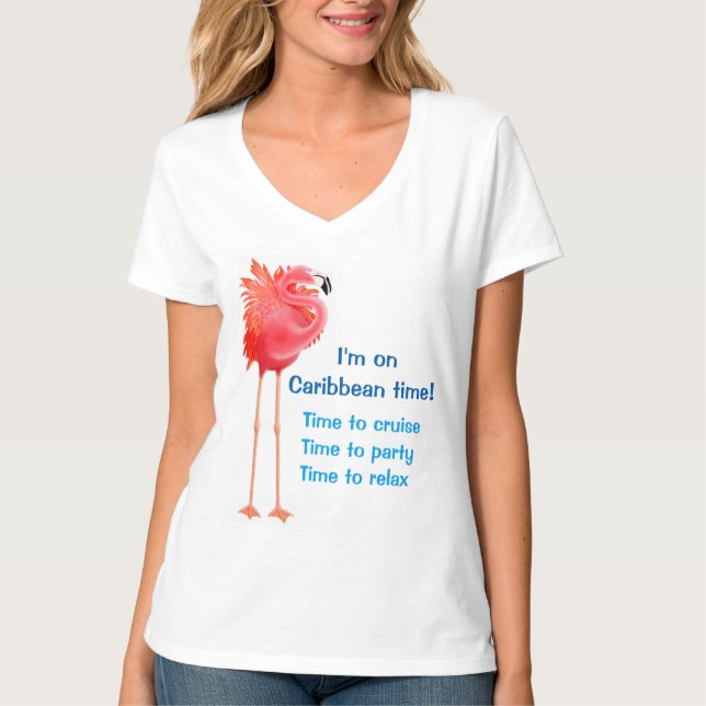 Caribbean Flamingo Cruising T-Shirt (Front)