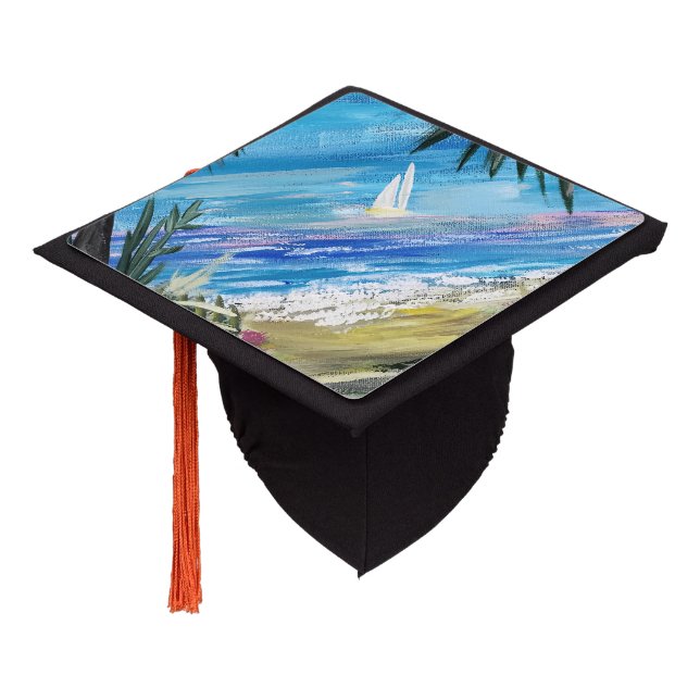 Caribbean Getaway   Graduation Cap Topper (Angled)