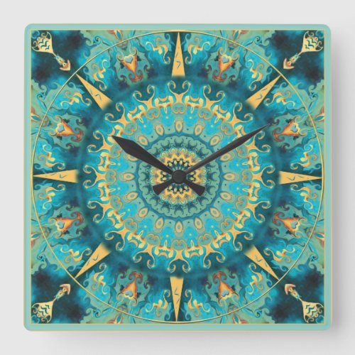 Caribbean Gold Mandala  Wall Clock