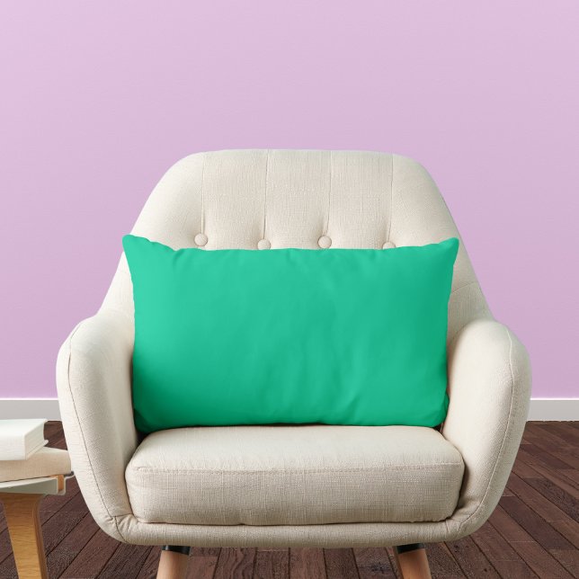 Caribbean Green Solid Color Lumbar Pillow (Creator Uploaded)