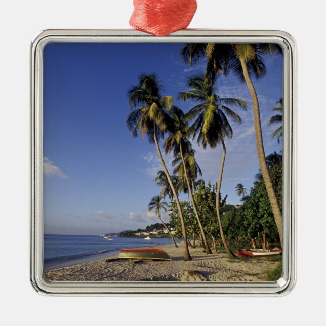 CARIBBEAN, Grenada, St. George, Boats on palm Metal Ornament (Front)