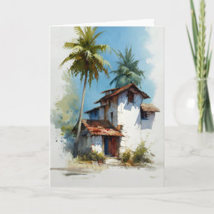 Caribbean Home In Watercolors Card