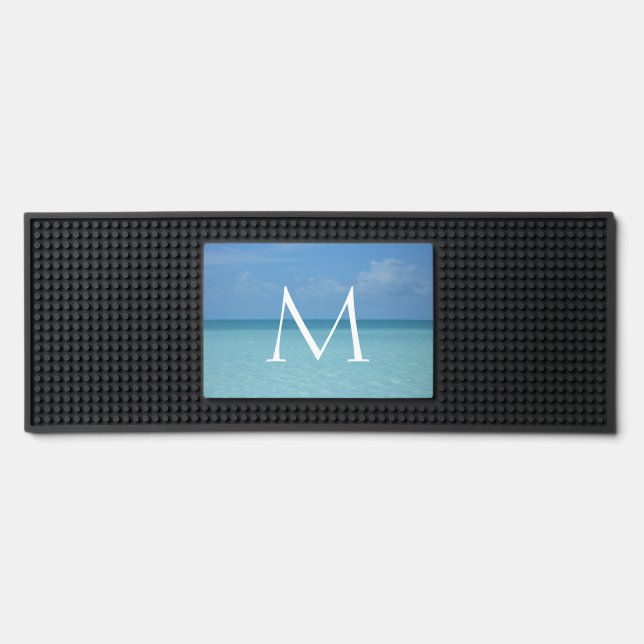Caribbean Horizon Tropical Turquoise Blue Bar Mat (Front)