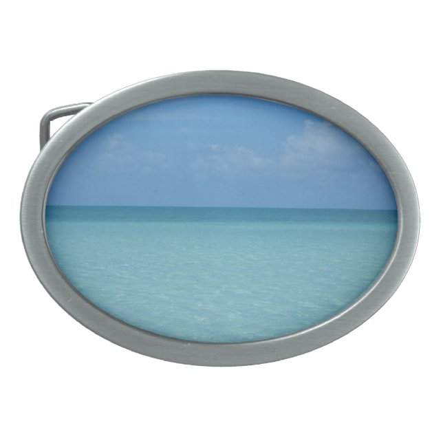 Caribbean Horizon Tropical Turquoise Blue Belt Buckle (Front)