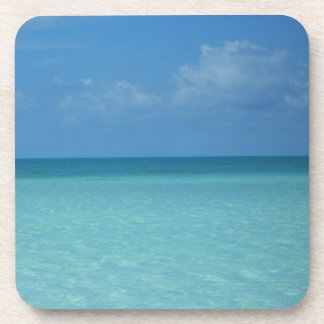 Caribbean Horizon Tropical Turquoise Blue Beverage Coaster