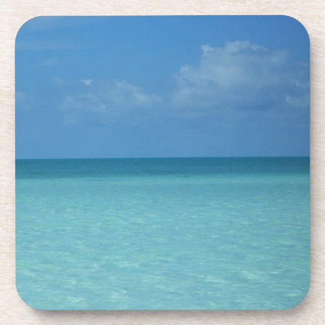 Caribbean Horizon Tropical Turquoise Blue Beverage Coaster (Front)