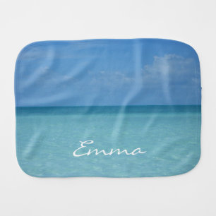 Caribbean Horizon Tropical Turquoise Blue Burp Cloth