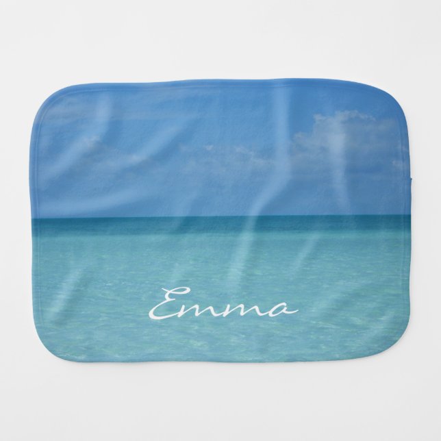 Caribbean Horizon Tropical Turquoise Blue Burp Cloth (Front Horizontal)