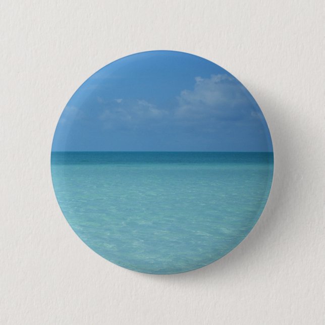 Caribbean Horizon Tropical Turquoise Blue Button (Front)