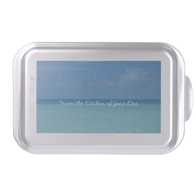 Caribbean Horizon Tropical Turquoise Blue Cake Pan (Front)