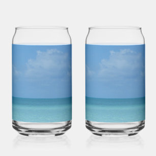 Caribbean Horizon Tropical Turquoise Blue Can Glass