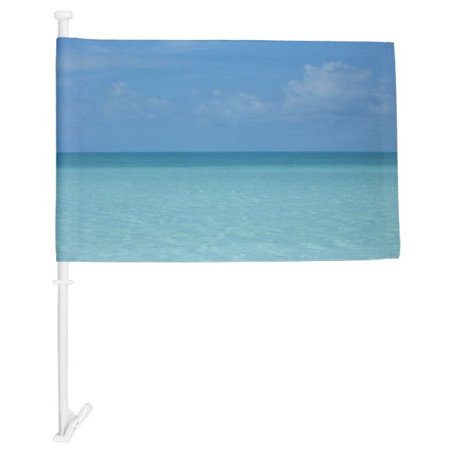 Caribbean Horizon Tropical Turquoise Blue Car Flag (Front)